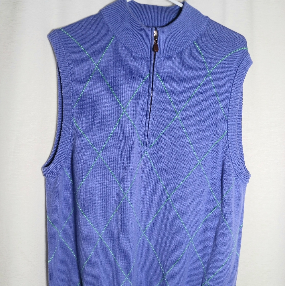 Donald Ross Men's Golf Large Sweater Vest Mock Neck Quarter Zip Knit Activewear